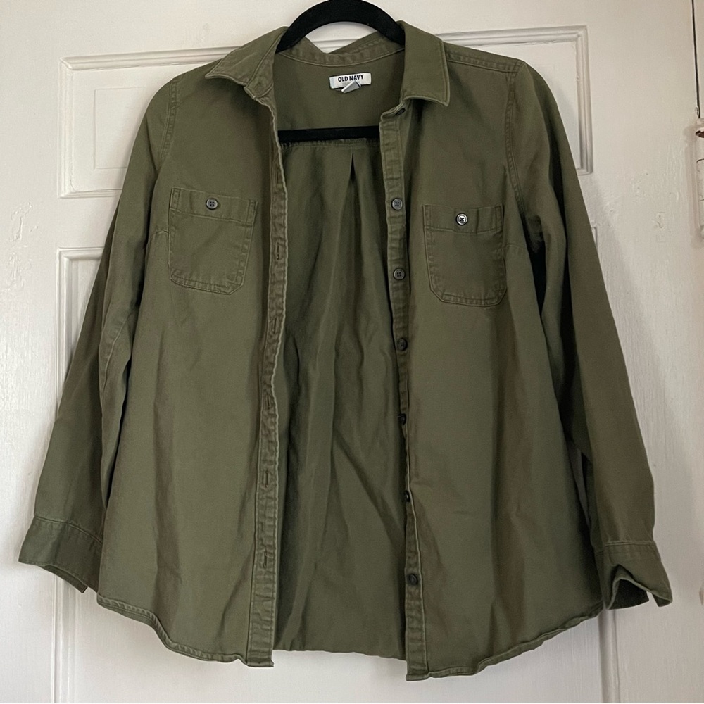 Army Green Button Down Shirt - S
